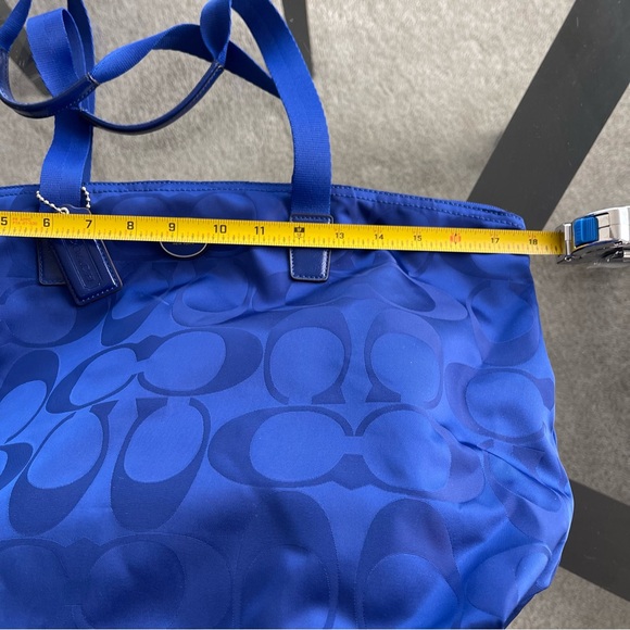COACH Signature Getaway Weekender Tote Bag Blue Detachable Toiletry Bag Y2K - Picture 7 of 11